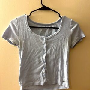 Hollister Baby Tee Light Blue Crop Top Size Small